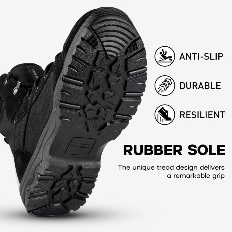 FREE SOLDIER Men's Tactical Hiking Boots Lightweight Comfortable Work Boots Combat Boots 6 Inches(Black 9.5) - Image 5